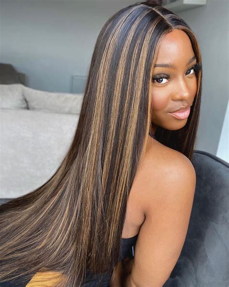 black tips brown hair|highlights on black girls.